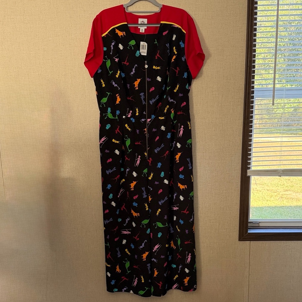 Disney Pixar themed women’s romper with Red Sleeves